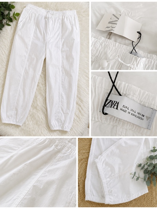 Zara Pants - ZARA White Elastic Waist Lightweight Joggers
